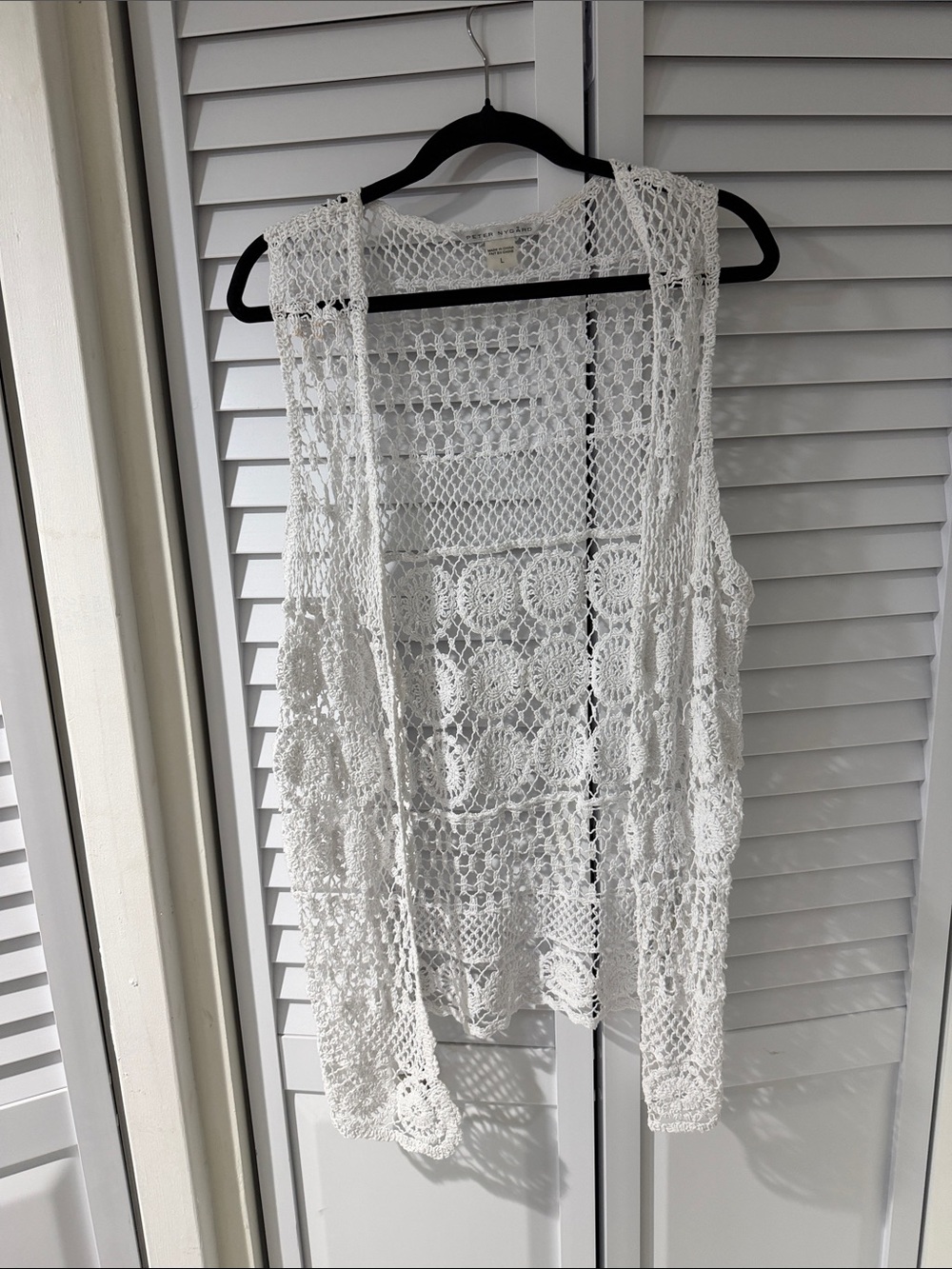 Peter Nygard White Crochet Vest Cover